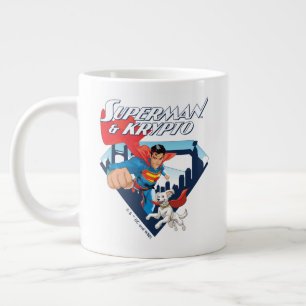 Taza De Café Gigante Superman y Krypto Soar