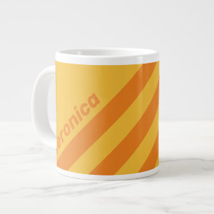 Taza De Café Gigante Surco Naranja Retro Tres Rayas con Nombre