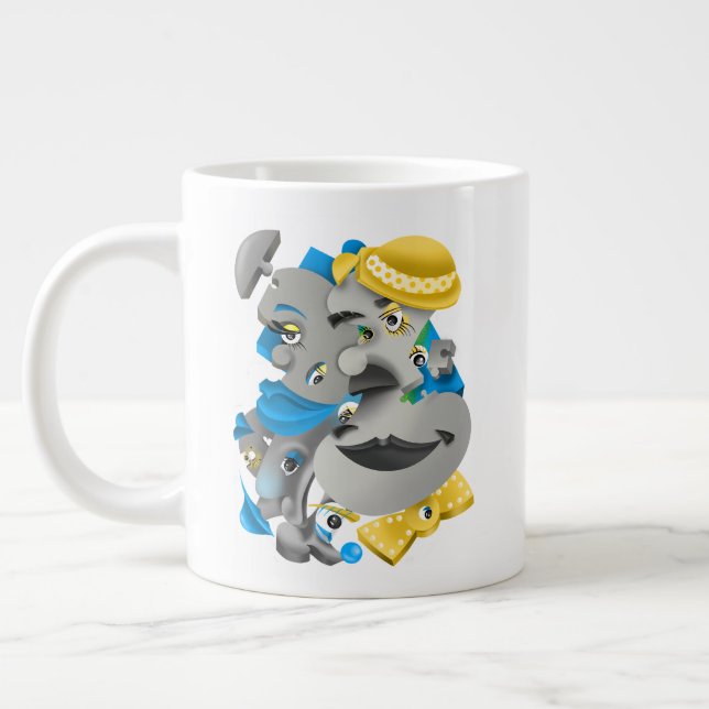 Taza De Café Gigante Surreal Rostros Negrita y Artístico Gran Copa de C (Izquierda)