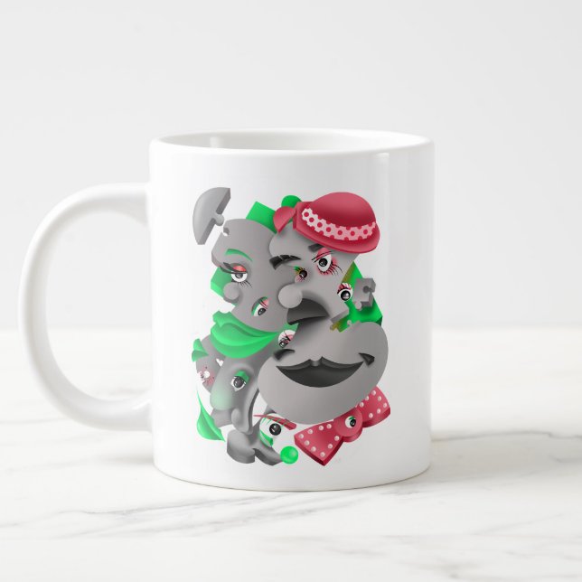 Taza De Café Gigante Surreal Rostros Negrita y Artístico Gran Copa de C (Izquierda)