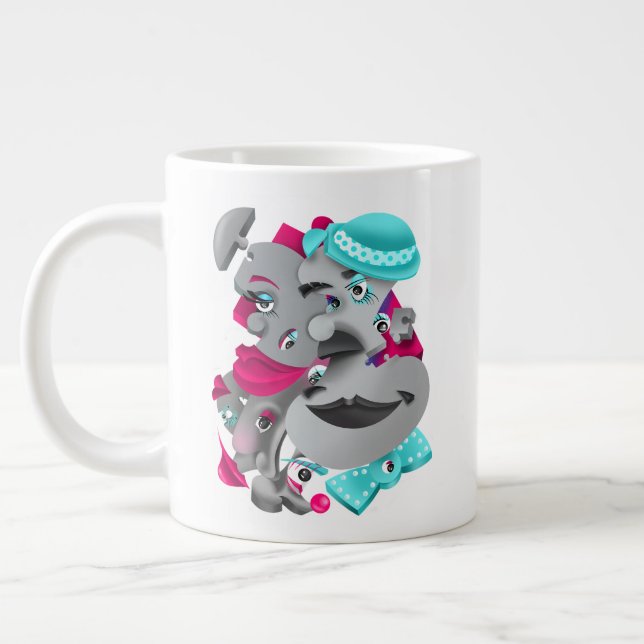 Taza De Café Gigante Surreal Rostros Negrita y Artístico Gran Copa de C (Izquierda)