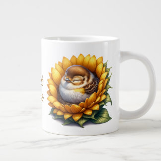 Taza De Café Gigante Sweet Birdie Sleeping Swallow On Sunflower