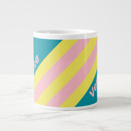Taza De Café Gigante Sweet Sea Kiss Stripes with Name