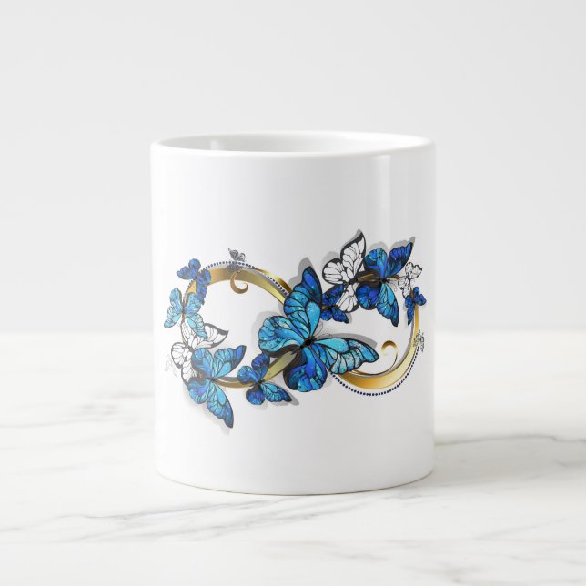 Taza De Café Gigante Symbol Infinity of Blue Morpho Butterflies (Frente)