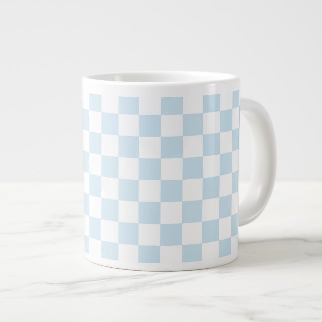 Taza De Café Gigante Tablero de verificación azul y blanco Pastel (Derecha)