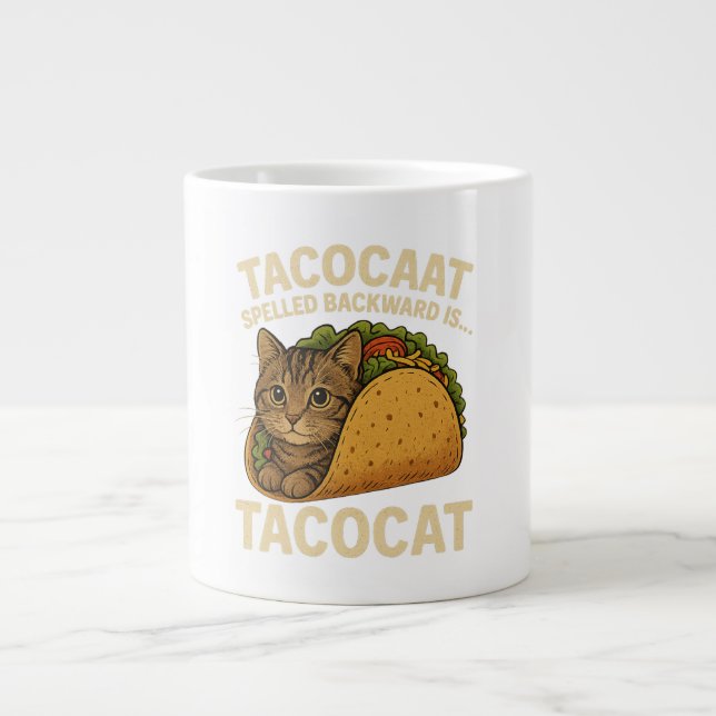 Taza De Café Gigante TACOCAT HABLADO ATRÁS ES... - Amo Gato Y Taco (Frente)