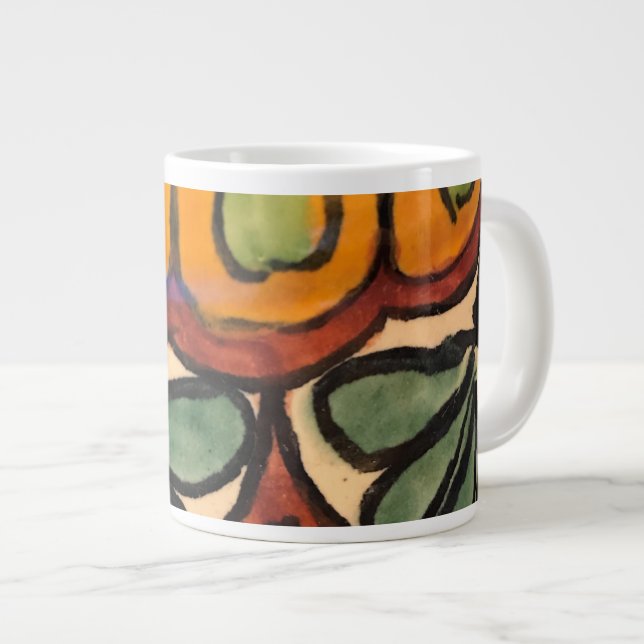 Taza De Café Gigante Talavera Cerámica mexicana Oro verde marrón (Derecha)