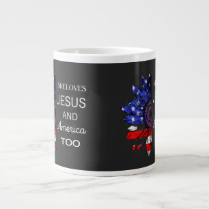 Taza De Café Gigante También ama a Jesús y a Estados Unidos