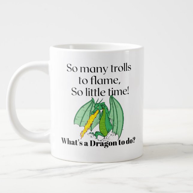 Taza De Café Gigante Tantos trolls que arden - dragón gruñón (Izquierda)
