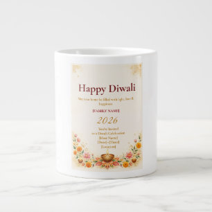 Taza De Café Gigante Tarjeta de Feliz Diwali Elegante