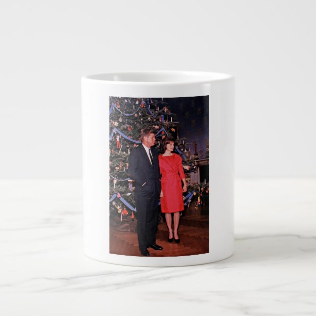 Taza De Café Gigante Tarjeta de Navidad del Presidente estadounidense J (Frente)