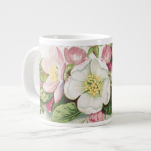 Taza De Café Gigante Tarjeta de Navidad Retro Vintage, Flores de Manzan