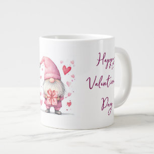 Taza De Café Gigante tarjeta linda con un gnomo rosa personalizado enam