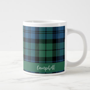 Taza De Café Gigante Tartan Campbell Verde Estilo Rústico a Cuadros Per