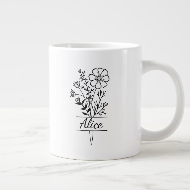 Taza De Café Gigante Tasse Bouquet de Fleurs personnalisée prénom (Derecha)