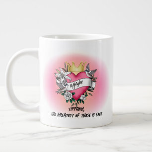 Taza De Café Gigante Tatuaje de amor Ágape