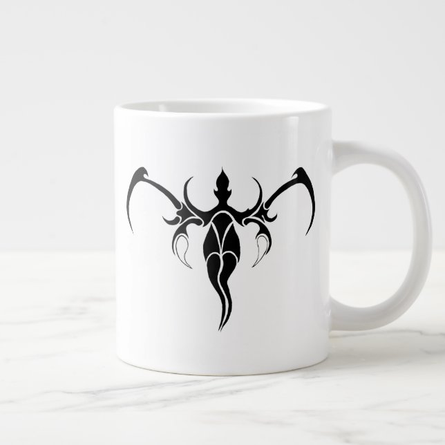 Taza De Café Gigante Tatuaje tribal elefante - blanco y negro (Derecha)