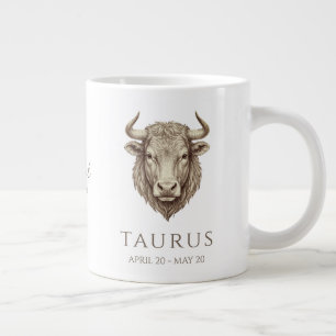 Taza De Café Gigante Tauro Zodiaco Nombre Personalizado y Fecha de Naci