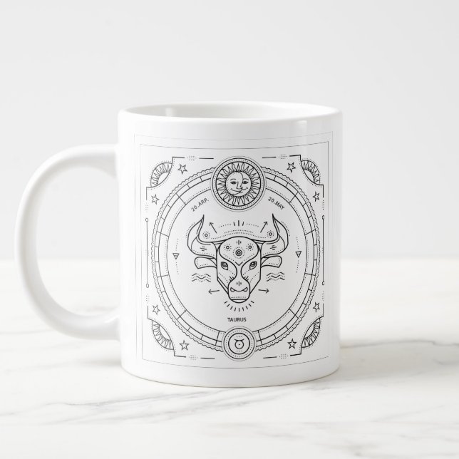 Taza De Café Gigante Taurus Zodiac Personalizado Cumpleaños (Izquierda)