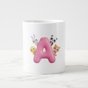 Taza De Café Gigante Taza gigante de letra A con globo rosa 3D