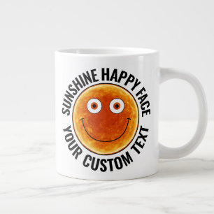 Taza De Café Gigante Taza gigante personalizada con cara feliz y texto