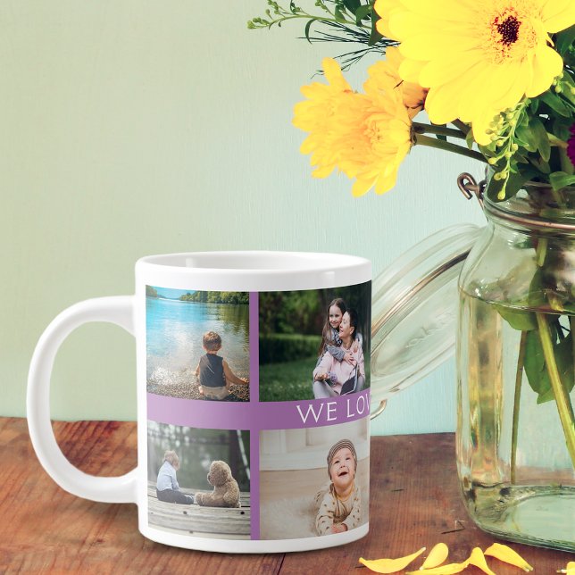 Taza De Café Gigante Te Amamos Abuela Collage de Fotos Personalizado (Subido por el creador)