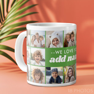 Taza De Café Gigante Te Amamos ADD NAME - Collage de 18 Fotos
