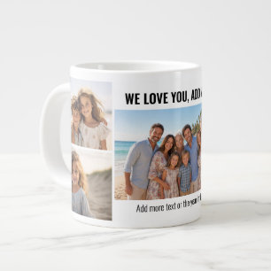 Taza De Café Gigante Te Amamos - Agregar Nombre - Collage de 5 Fotos