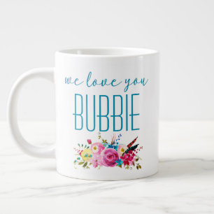 Taza De Café Gigante Te Amamos Bubbie Floral Rosa Teal