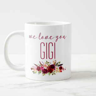 Taza De Café Gigante Te Amamos Gigi Floral Burgundy