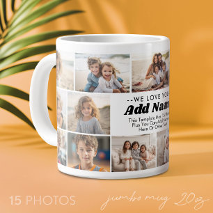 Taza De Café Gigante Te Amamos - Nombre Personalizado - Collage de 15 F