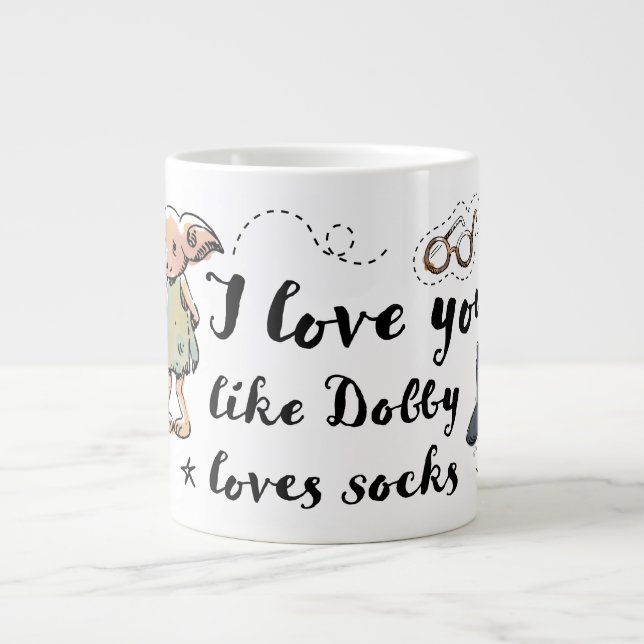 Taza De Café Gigante Te amo como Dobby ama las medias (Frente)