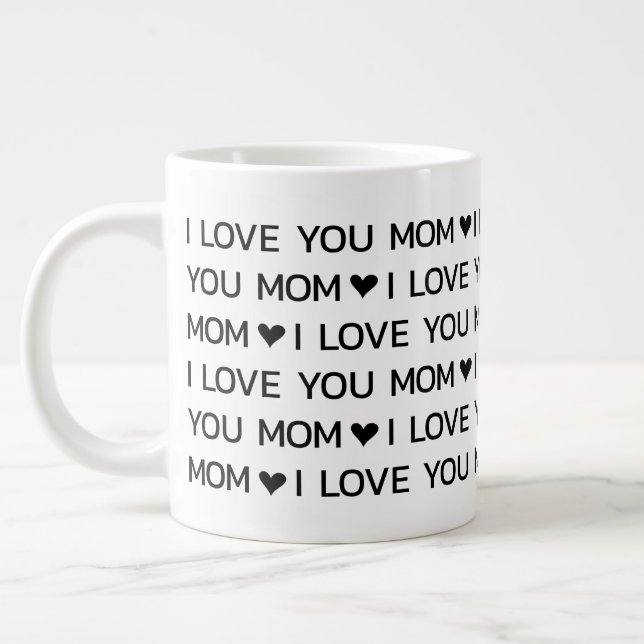 Taza De Café Gigante Te Amo Corazones Mamá (Izquierda)