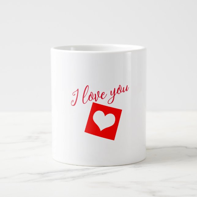 Taza De Café Gigante Te amo el corazón rojo (Frente)
