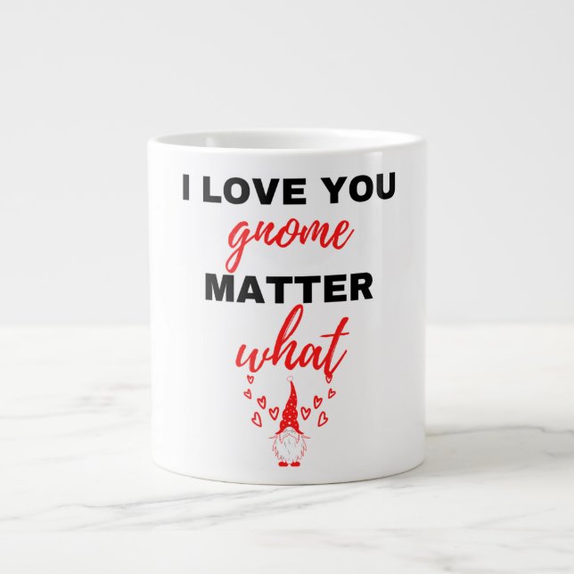 Taza De Café Gigante Te Amo Gnome Matar Qué Negro (Frente)