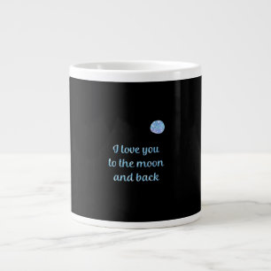 Taza De Café Gigante Te Amo Hasta La Luna Y De Regreso Acuarela Plata