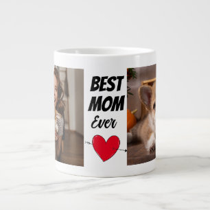 Taza De Café Gigante Te amo, mamá... Personalizaste dos fotos de perros