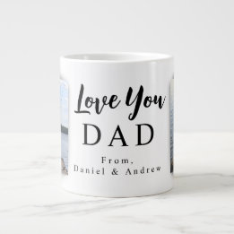 Taza De Café Gigante Te Amo Papá | 2 Fotos y Nombres Personalizables