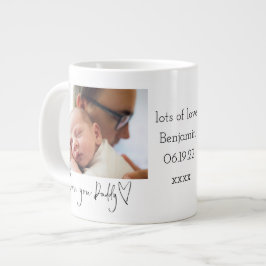 Taza De Café Gigante Te amo, papá, foto del corazón del primer día de l