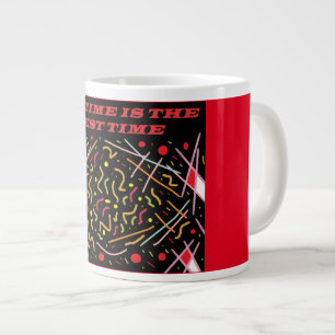 Taza De Café Gigante TEA TIME Colores diseño de arte blanco negro rojo
