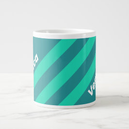 Taza De Café Gigante Teal Beach Breeze Stripes with Name