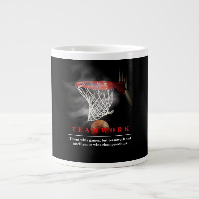Taza De Café Gigante Teamwork Basketball Motivational Inspirational (Frente)