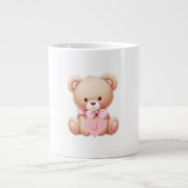 Taza De Café Gigante Teddy Bear Monograma rosa Especialidad Mug