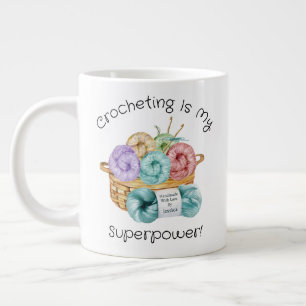 Taza De Café Gigante Tejer Es Mi Superpoder Personalizado