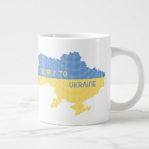 Taza De Café Gigante Tejiendo el texto del mapa del estado ucraniano Gl