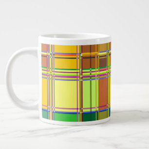 Taza De Café Gigante Tela Colorida Caribeña Madras Tartán