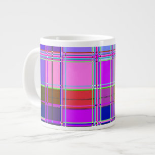 Taza De Café Gigante Tela de cuadros rosa Patrón de tela de Madras
