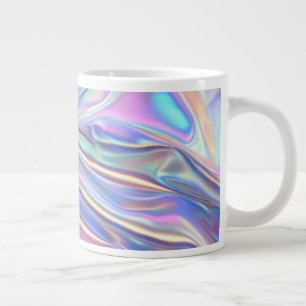 Taza De Café Gigante Tela metálica iridiscente brillante, oro púrpura v