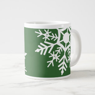 Taza De Café Gigante Temporada Festiva Estrellas de Nieve Blancas y Ver