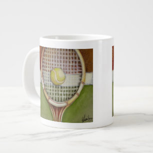 Taza De Café Gigante Tenis Racket con bolas en pista